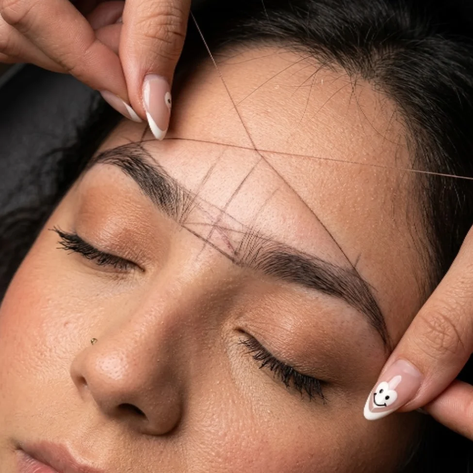 Brow tint and mapping treatment with defined, shaped brows