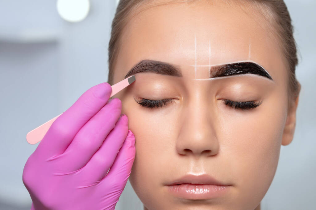 Brow lamination with tint and shaping creating fuller and more defined brows