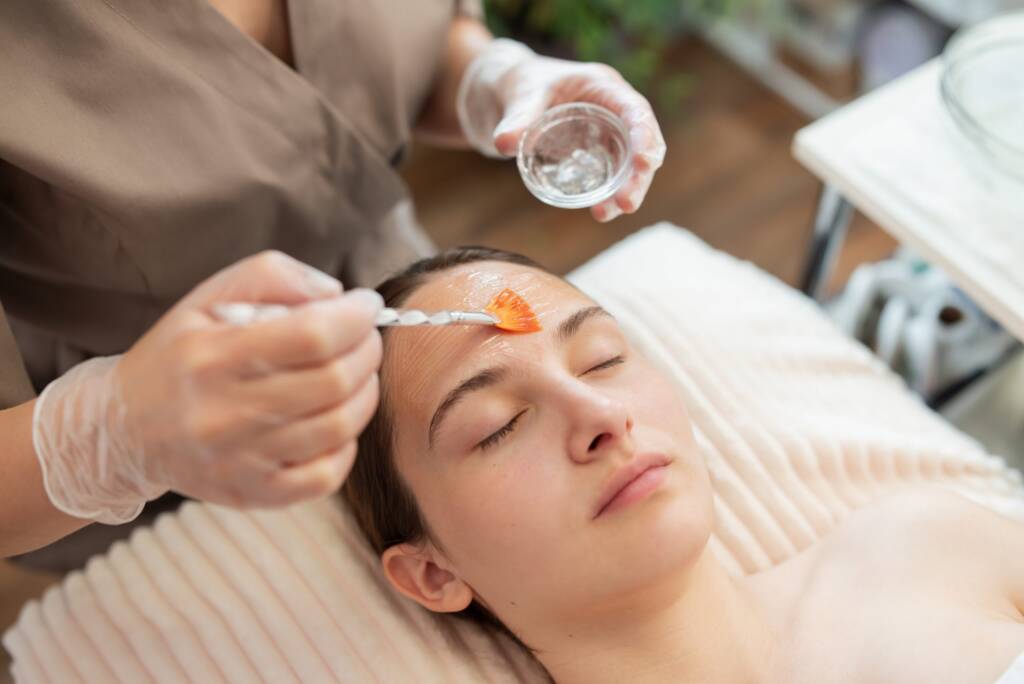 Professional facial treatment using our Probiotic Skincare at Rowan & Peridot Collective in Lethbridge