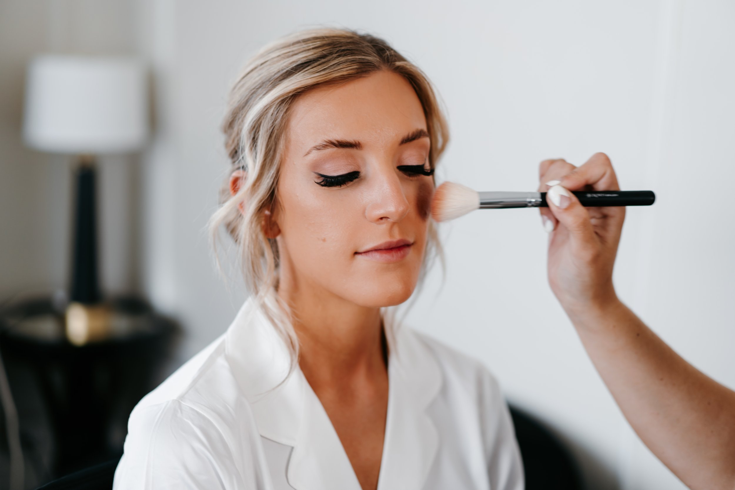 close-up of eye makeup with blended eyeshadow and defined eyeliner