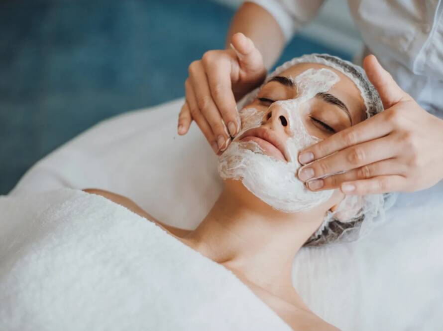 Nourishing facial mask applied during Essential Facial treatment