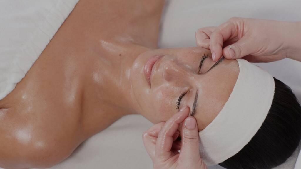 Client relaxing during a Lunchtime Facial treatment in Lethbridge