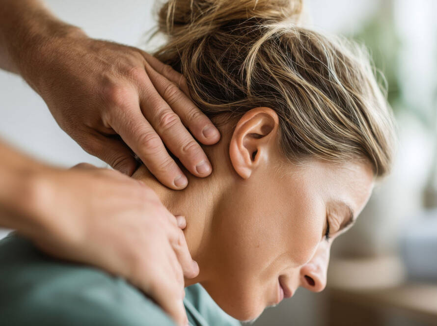 Massage therapy helping relieve stress and muscle tension after a busy workweek