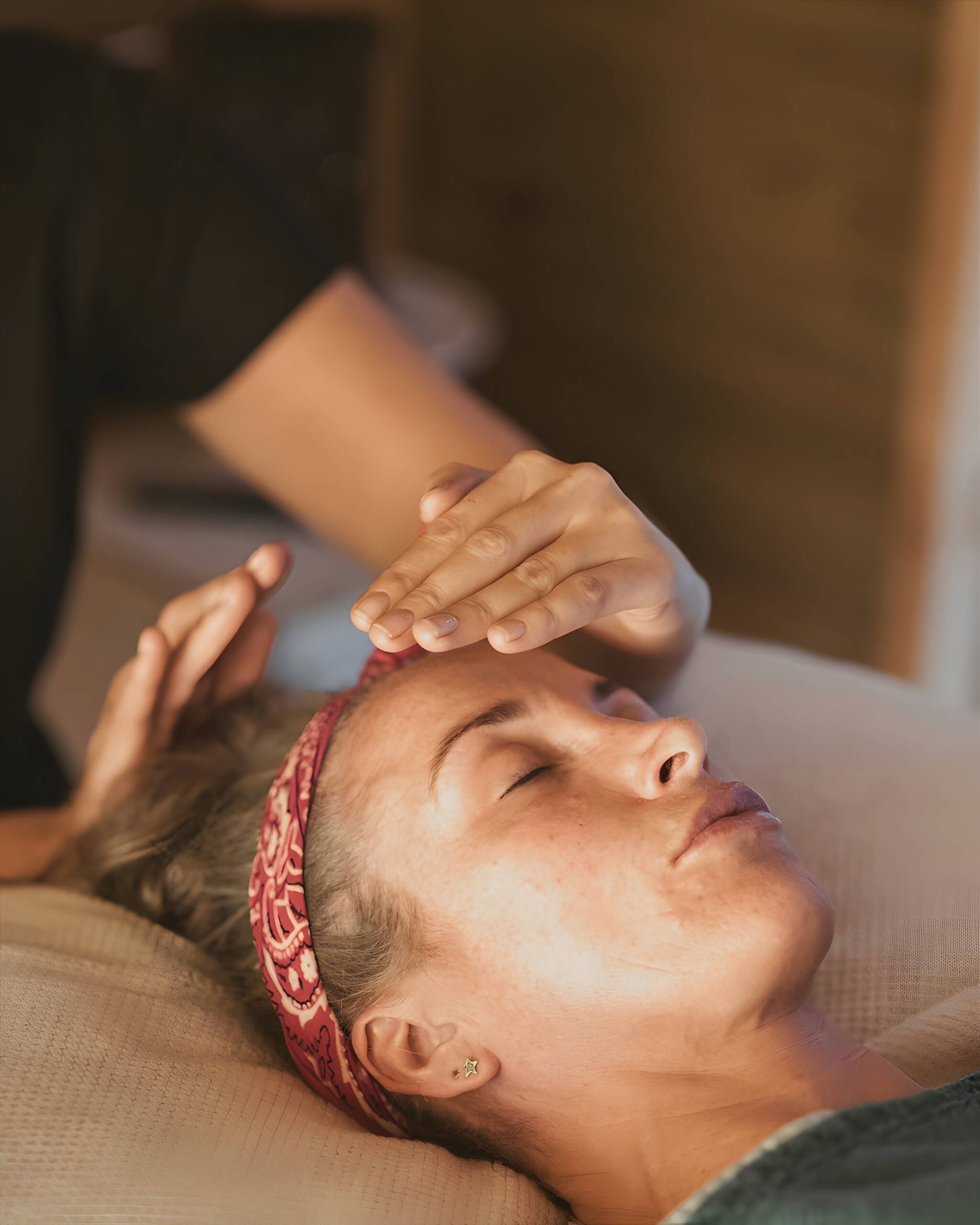 Reiki energy healing session in a calming wellness setting