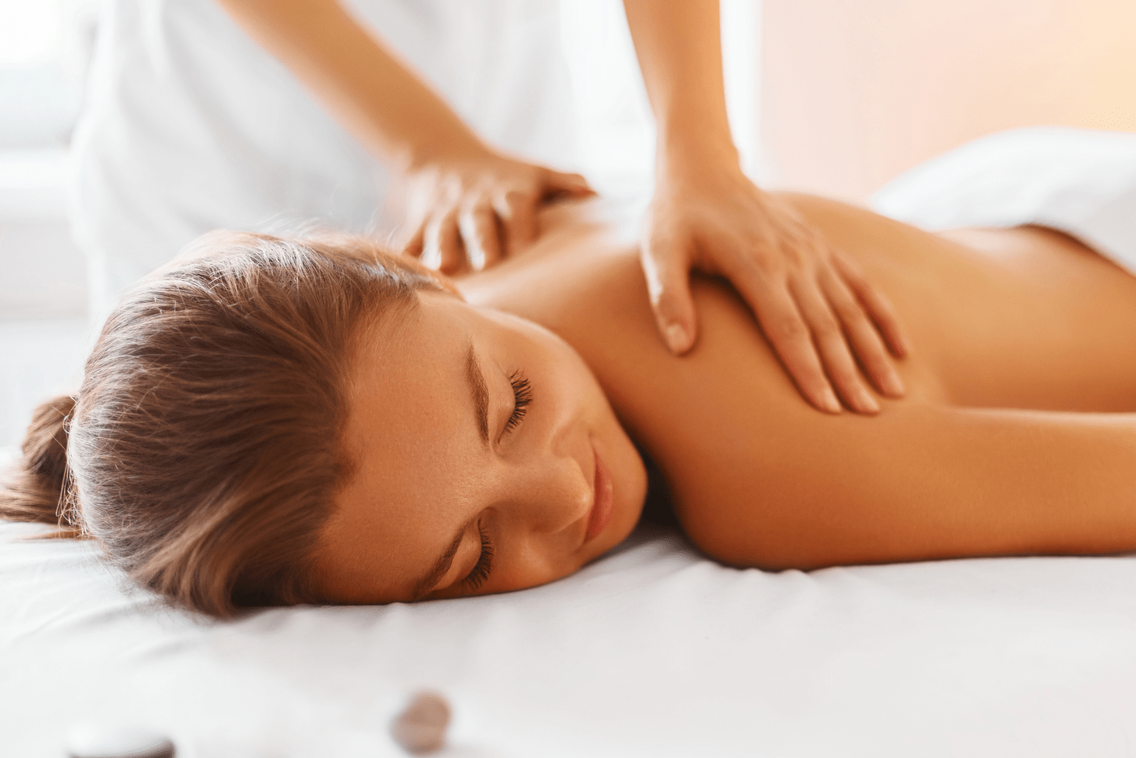 Relaxing massage treatment room prepared for a spa massage appointment